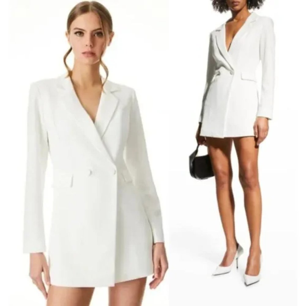 NWT Alice + Olivia Kyrie White Tuxedo Skort Romper - Size 2 - Picture 1 of 13